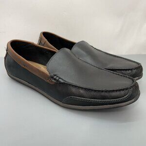 Chaps Driving Dress Loafers Shoes Comfort Two Tone Slip On Leather Black Mens 13